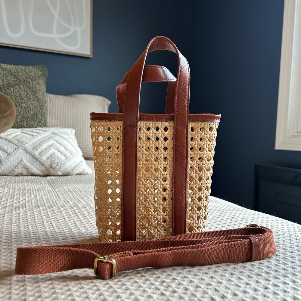 Brown and Tan Woven Tote Bag NWOT
